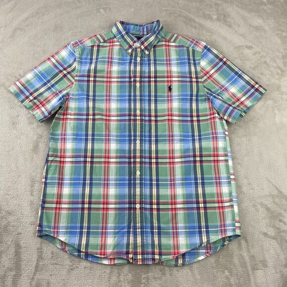 Polo Ralph Lauren Shirt Boys XL (18-20) Multicolored Plaid‎ Short Sleeve Preppy - Picture 1 of 12